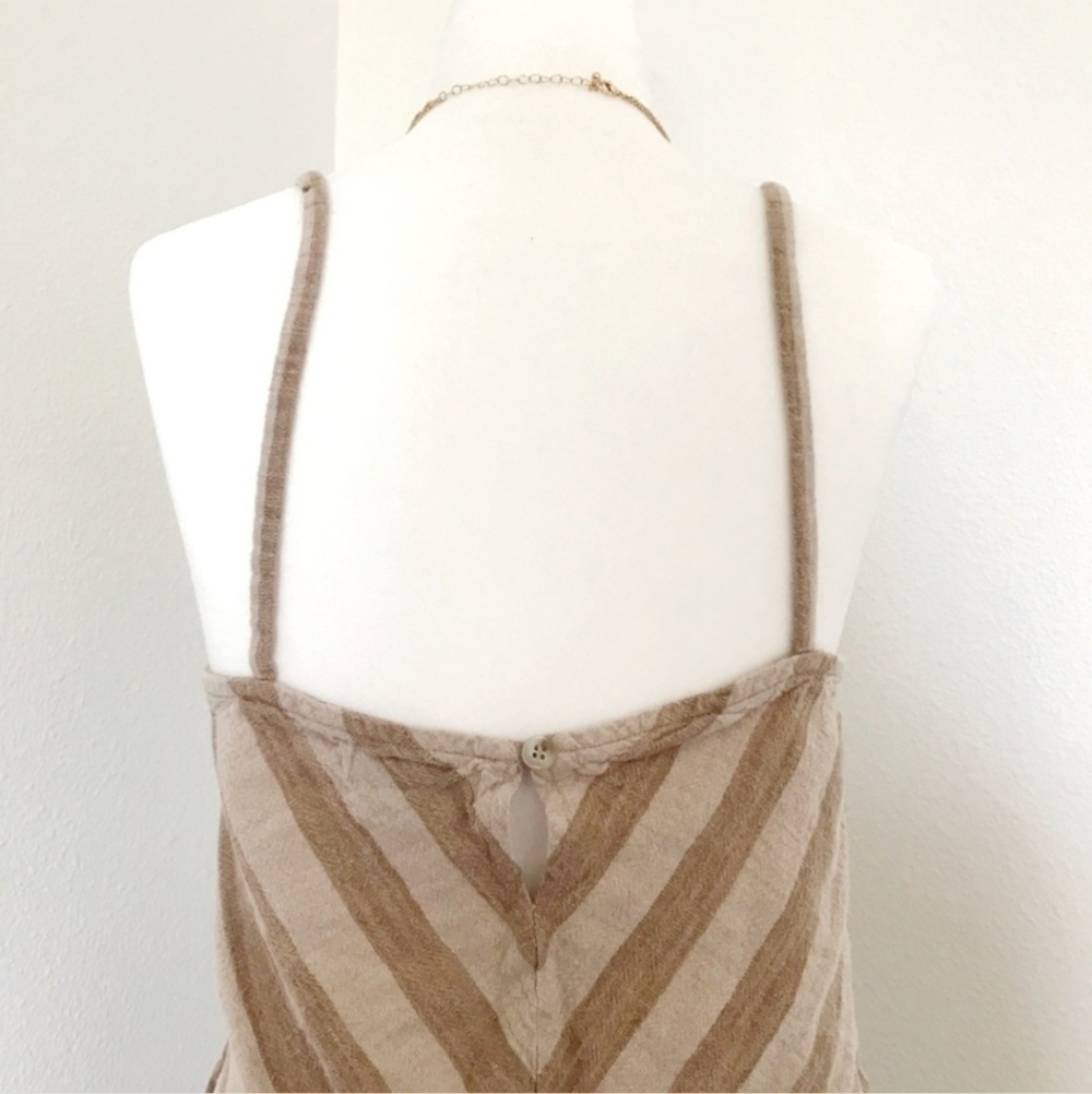 NWT Urban Outfitters Tan Chevron Romper Women's Small S Linen Cotton Blend New - Picture 4 of 7
